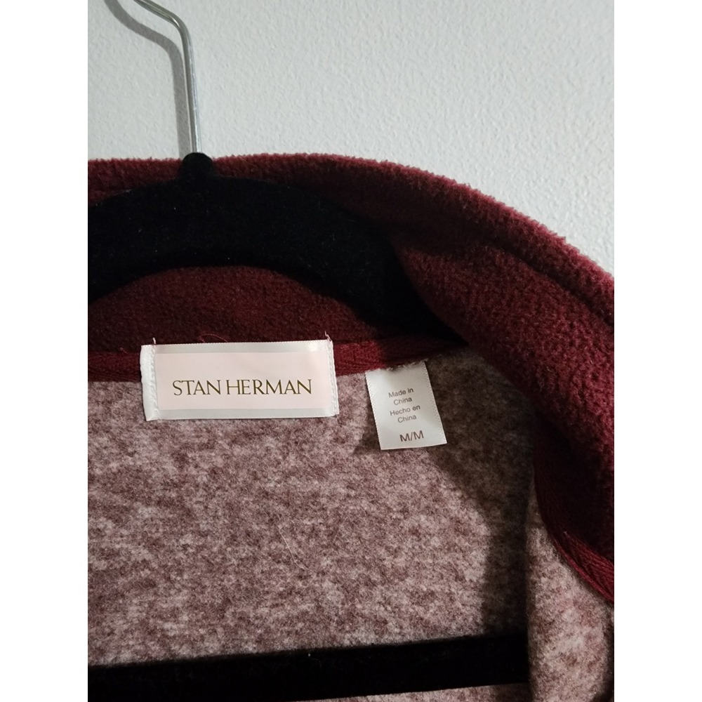 Stan‎ Herman Womens Marled Fleece Zip Front Jacket Burgundy Mock Neck M 5991253 - Picture 2 of 8